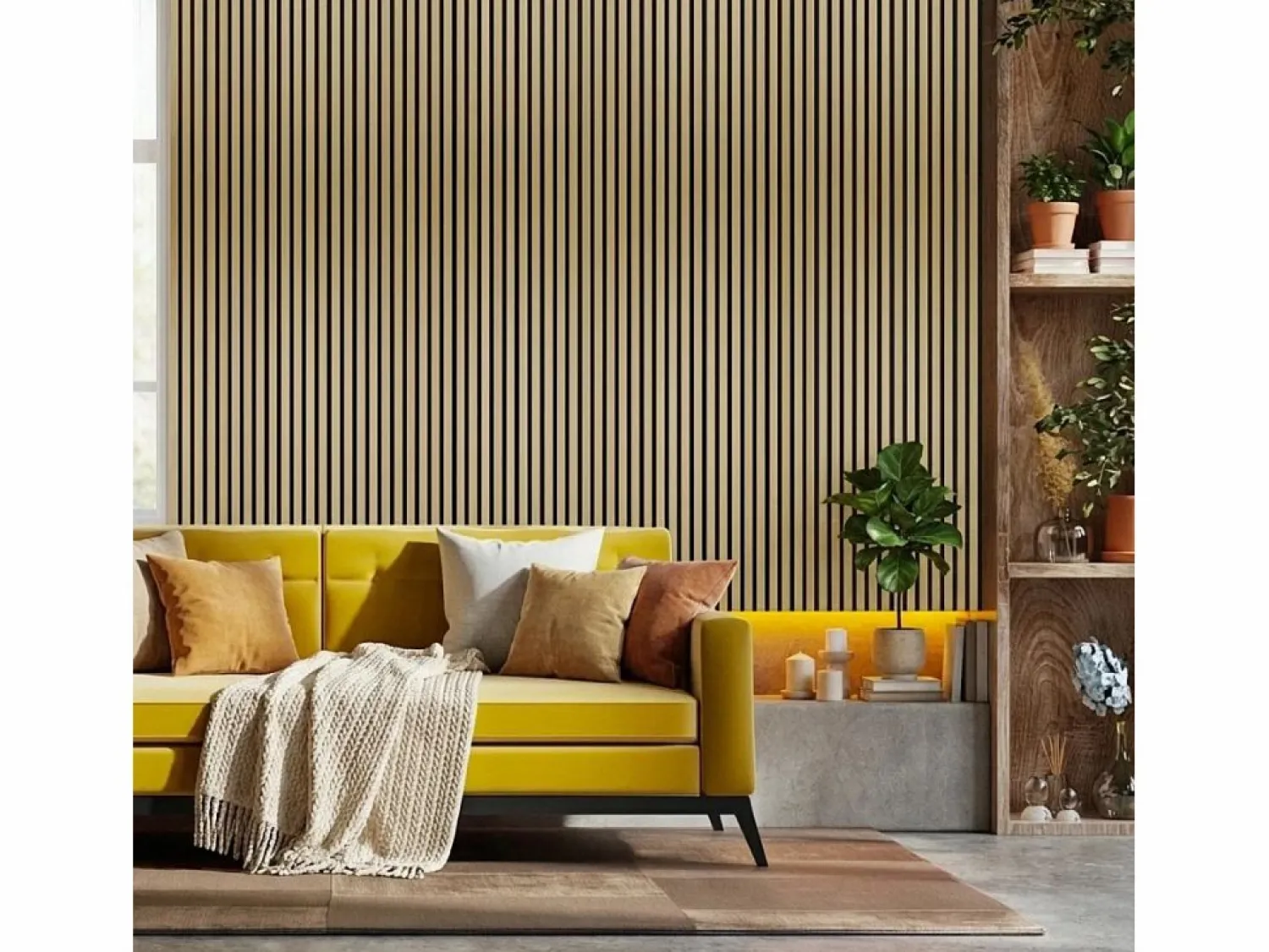 AHD Panel De Pared | 4 paneles decorativos de pared de madera efecto dorado 120x60cm Tabb-GO