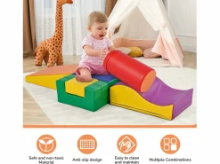 6 piezas de bloques de construcción gigantes blandos para patio de juegos, módulos para correr y trepar, PU - Naranja < Outlet