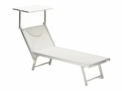Beach & Garden Tumbona * 4 Tumbonas plegables de aluminio con parasol para playa - Santorini Stock - Blanco