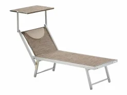 Beach & Garden Tumbona * 2 Tumbonas plegables de aluminio con parasol para playa - Santorini Limited Edition Stock - Nature - Santorini Gris