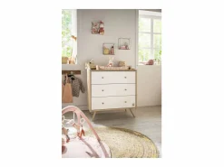 Access guardería completa, cama de 120x60cm y cómoda - Roble Dorado < Sauthon Hot