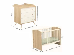 Access guardería completa, cama de 120x60cm y cómoda - Roble Dorado < Sauthon Hot