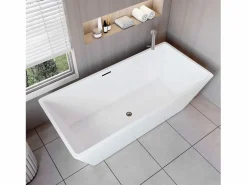 Aica Bañera Exenta * Bañera de acrílico rectangular exenta,1700x800x580mm,color ,incluye manguera + desagüe Blanco