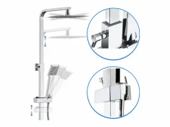 Aica Columna De Ducha * columna de ducha termostática alcachofa de baño cuadrada de acero inoxidable 80-120cm Plateado