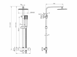 Aica Columna De Ducha * columna ducha termostato mate cuadrada 764-1184mm alcachofa de para baño Negro