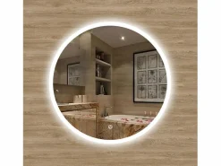 Accesorios De Cuarto De Baño|Espejo De Cuarto De Baño * AICA Espejo de baño con iluminación LED Espejo redondo,60 cm, antivaho, brillo ajustable, memoria de apagado Transparente