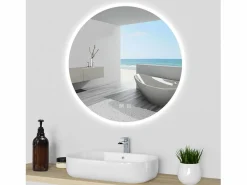 Accesorios De Cuarto De Baño|Espejo De Cuarto De Baño | AICA Espejo de baño con iluminación LED Espejo redondo,70 x 70 cm,luz 3 colores, antivaho, brillo ajustable, memoria de apagado