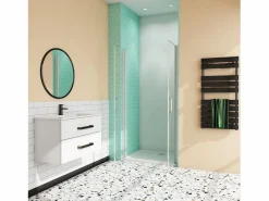 Mampara de ducha abatible dos hojas,perfil blanco/gris mate,vidrio 5mm,(810-850)x1850mm < Aica Best