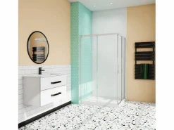 Mampara de ducha rectangular corredera,perfil blanco,vidrio 5mm(680-700)x(980-1000)x1850mm < Aica Sale