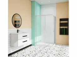 Mampara de ducha rectangular corredera,perfil blanco,vidrio 5mm(680-700)x(980-1000)x1850mm < Aica Sale