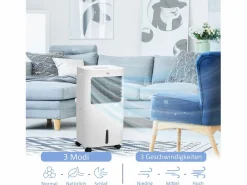 Aire acondicionado portátil 3 en 1 con humidificación, refrigeración por agua, 15 L, oscilación de 60°, control remoto, temporizador de 8 h, para 20 m² < Online
