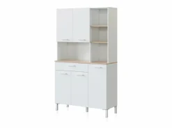 Alacena cocina Colin 5 Puertas Blanco Artik (Blanco Mate) - Roble Canadian < duehome New