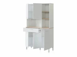 Alacena cocina Colin 5 Puertas Blanco Artik (Blanco Mate) - Roble Canadian < duehome New