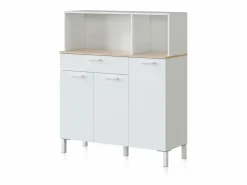 Alacena cocina Colin 3 Puertas Blanco Artik (Blanco Mate) - Roble Canadian < duehome Discount