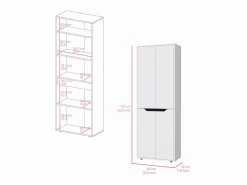 Alacena Herring en melamina con 4 puertas y 5 estantes , blanco , 170 cm X 60 cm X 30 cm < TuHome Outlet