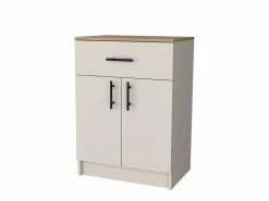 Alacena Mayorca en melamina con 2 puertas , 2 estantes y cajon con rieles metalicos , Blanco / Beige , 85.1 cm X 60 cm X 40.5 cm < TuHome Outlet