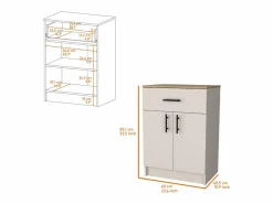 Alacena Mayorca en melamina con 2 puertas , 2 estantes y cajon con rieles metalicos , Blanco / Beige , 85.1 cm X 60 cm X 40.5 cm < TuHome Outlet