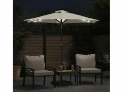 Albemarle Sombrilla jardín con luces LED poste acero blanca 225x225x212cm < Garden Furniture Hot