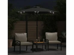 Albemarle Sombrilla jardín con LEDs poste acero antracita 225x225x212 cm < Garden Furniture Outlet