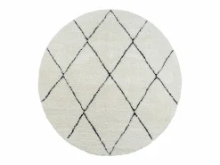Alfombra Bahar Shaggy moderna patrón rombos, negro , 120 cm redonda < the carpet Clearance
