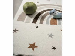 Alfombra Beat Kids Moderna Infantil Arcoíris Estrellas Pastel - - 160 cm Redonda < the carpet New