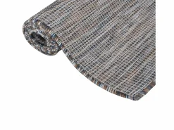 Alfombra de exterior de tejido plano marrón y azul 80x250 cm < Clicnbuy Outlet