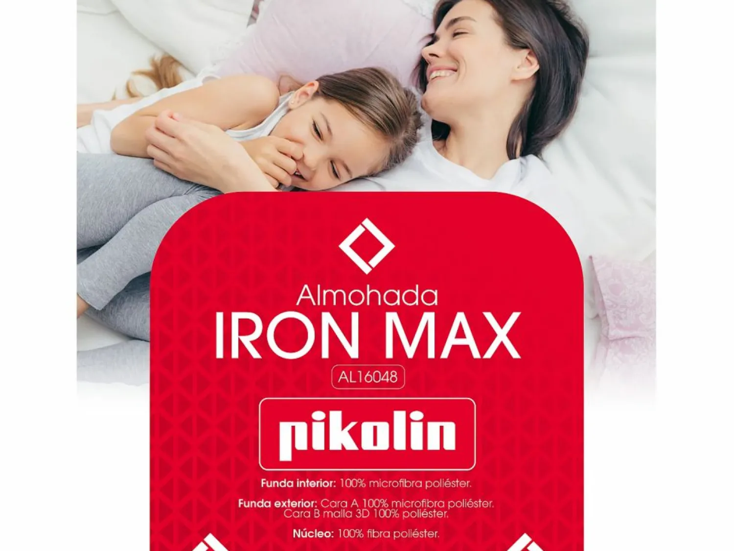 Almohada 70x40cm | Iron Max | Fibra | Firme | Hipoalergénica < PIKOLIN