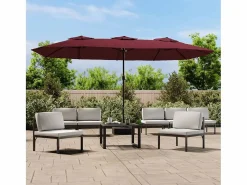 Anderson Sombrilla doble de jardín con luces LED rojo burdeos 449x265 cm < Garden Furniture