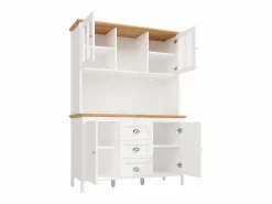 Aparador alto de cocina - 120 x 40 x 179 cm - con LEDs + 4 puertas + 3 cajones + balda - MDF + metal - < Merax