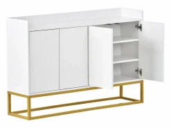 Aparador con 4 puertas sin tirador - estilo contemporáneo - madera + metal - < ModernLuxe New