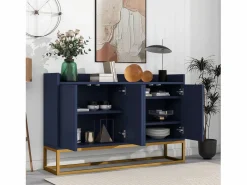 Aparador con 4 puertas sin tirador - estilo contemporáneo - madera + metal - azul < ModernLuxe