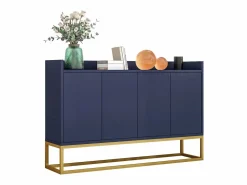 Aparador con 4 puertas sin tirador - estilo contemporáneo - madera + metal - azul < ModernLuxe