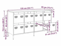 vidaxl Aparador De Cocina * Aparador de acero laminado en frío antracita 135x39x73,5 cm Gris antracita
