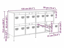 vidaxl Aparador De Cocina * Aparador de acero laminado en frío 135x39x73,5 cm Rosa