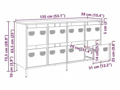 vidaxl Aparador De Cocina * Aparador de acero laminado en frío 135x39x73,5 cm Negro