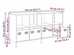 Aparador de acero laminado en frío 135x39x73,5 cm < vidaxl New