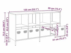 Aparador de acero laminado en frío 135x39x73,5 cm < vidaxl Best