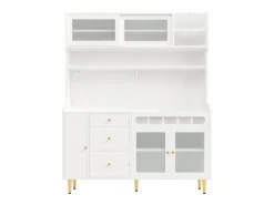 Aparador de cocina con iluminación LED, 4 puertas, 3 cajones y botellero - < Hauss Spole Discount