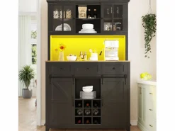 Aparador de cocina - con LED - con puerta corredera y 3 cajones - con estante ajustable - < ModernLuxe Online