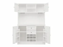 Aparador de cocina con 4 puertas, 2 cajones y botellero - Madera MDF - Negro < Hauss Spole Online