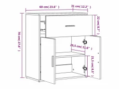vidaxl Aparador De Cocina * Aparador de madera de ingeniería roble Sonoma 60x31x70 cm Marru00f3n