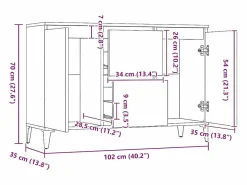 Aparador madera contrachapada color roble Sonoma 102x35x70 cm < vidaxl