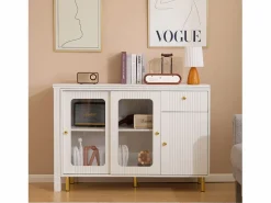 Aparador moderno con tapa giratoria retráctil - varios espacios de almacenamiento - MDF - < ModernLuxe