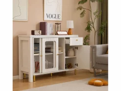 Aparador moderno con tapa giratoria retráctil - varios espacios de almacenamiento - MDF - < ModernLuxe