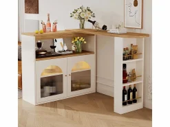 Aparador, Mueble bar giratorio y retráctil con LED - gran espacio de almacenamiento - estilo contemporáneo - < ModernLuxe Discount