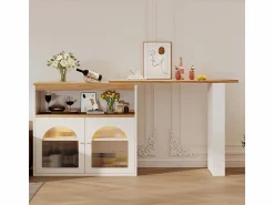 Aparador, Mueble bar giratorio y retráctil con LED - gran espacio de almacenamiento - estilo contemporáneo - < ModernLuxe Discount