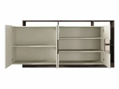 Aparador 4 puertas y 4 nichos con LEDs - Beige y Natural oscuro - IDESIA < Vente-unique Outlet