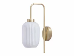 Aplique de latón dorado y vidrio blanco L.25 x Alt.41 cm - LOUXOR < OZAIA Discount