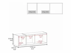 TuHome Armario Oficina * Archivador de pared en melamina con 3 estantes y puerta abatible superior , , 37.8 cm X 119.9 cm X 33 cm Gris