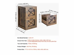 Archivador Vertical de 2 Cajones UcceBuy, Robusto, Barra Ajustable (2 Niveles), Archivo para Documentos A4/Carta/Legal, Fácil de Montar, Color Marrón Miel < Clearance